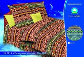 Постельное белье 1,5сп бязь пл 120 рис 1214-1 Северные узоры крас
