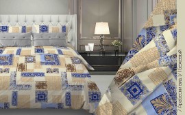 Постельное белье 1,5сп бязь пл 140 гр/м2  007 рис Арабески, 1/1 Вид бежевый